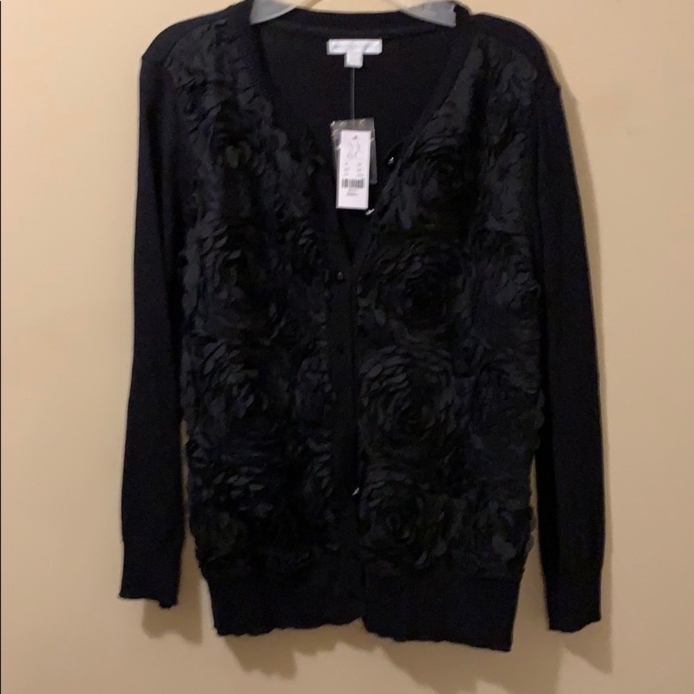 Black cardigan- floral texture